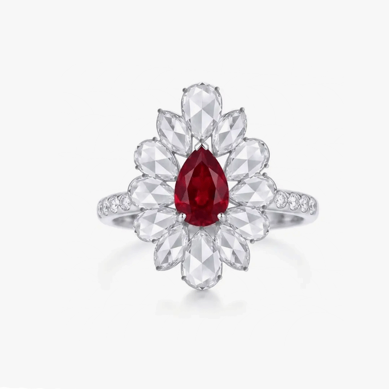 Original Design - 2ct Pear Cut Ruby Sapphire Engagement Ring