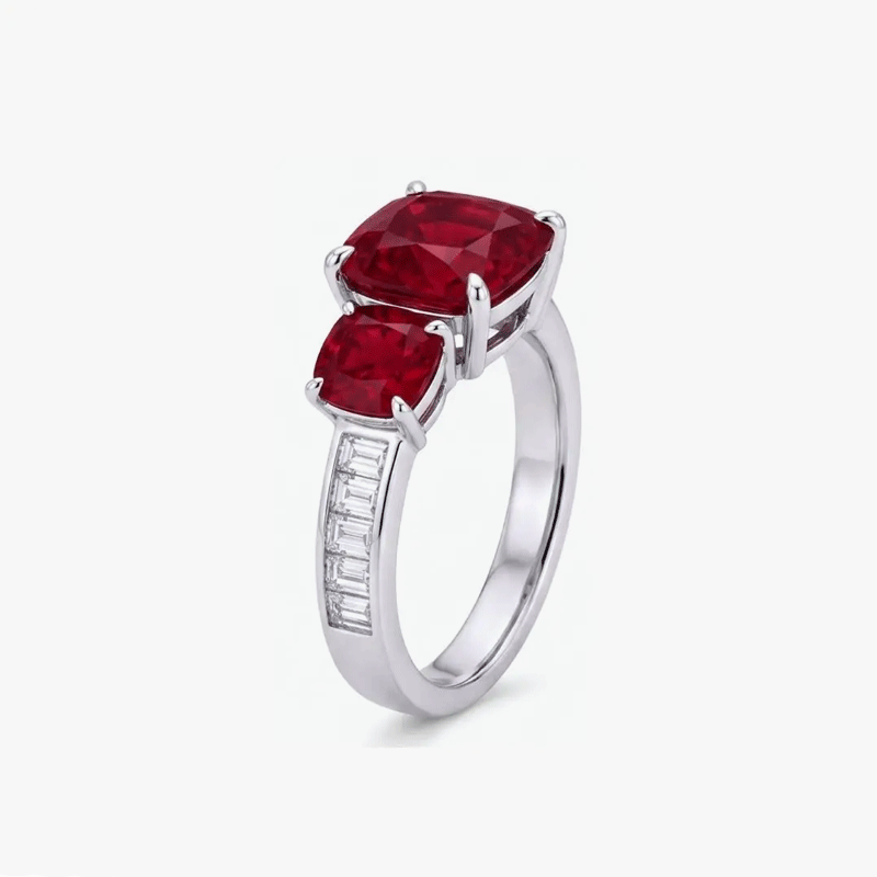 Original Design - Double-stone Ruby Sapphire Engagement Ring