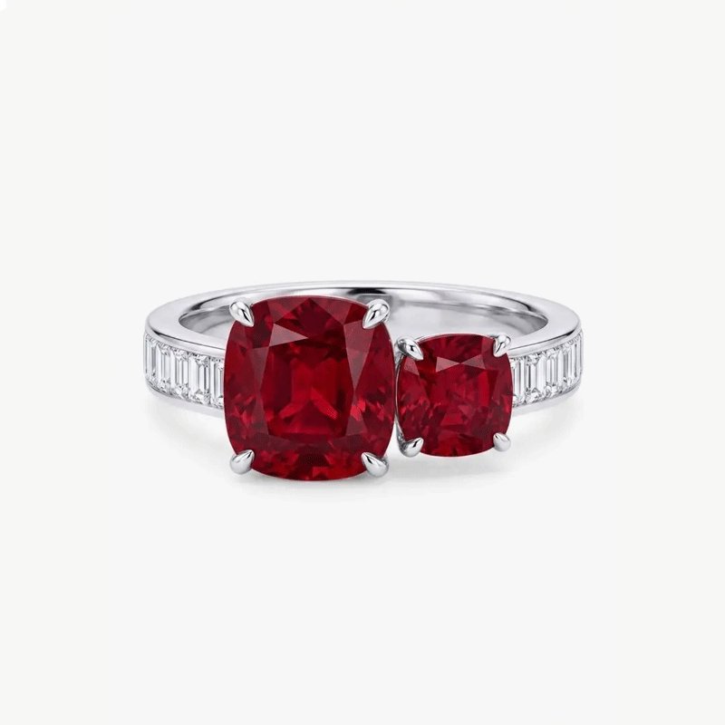 Original Design - Double-stone Ruby Sapphire Engagement Ring
