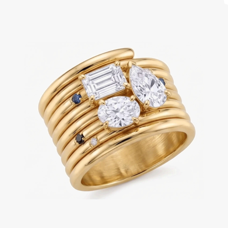 Original Design - White Sapphire Spiral Wedding Band