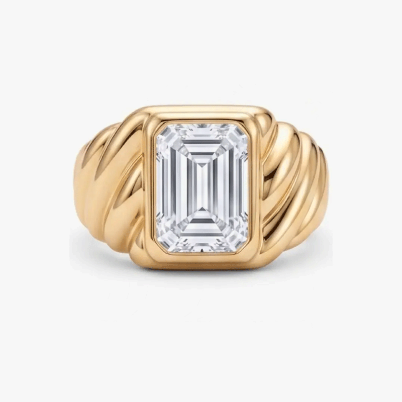 Original Design - 3ct Emerald Cut White Sapphire Engagement Ring