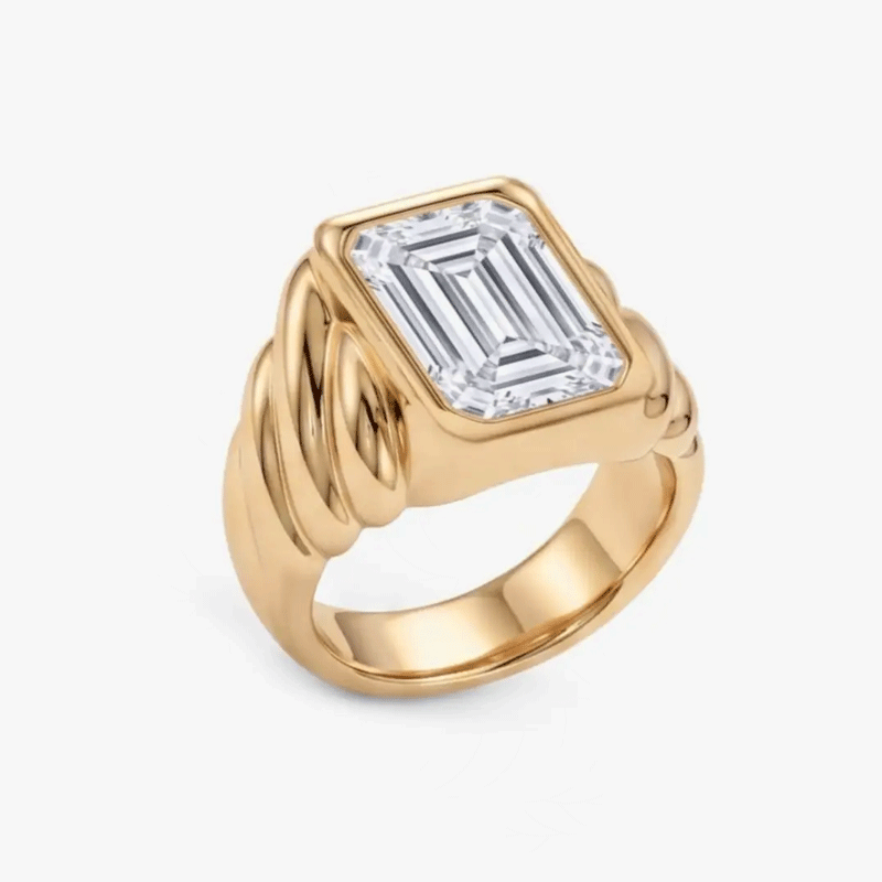 Original Design - 3ct Emerald Cut White Sapphire Engagement Ring