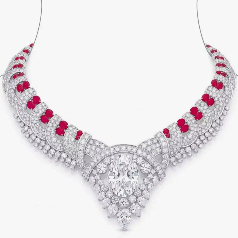 Original Design - Ruby & White Sapphire Necklace