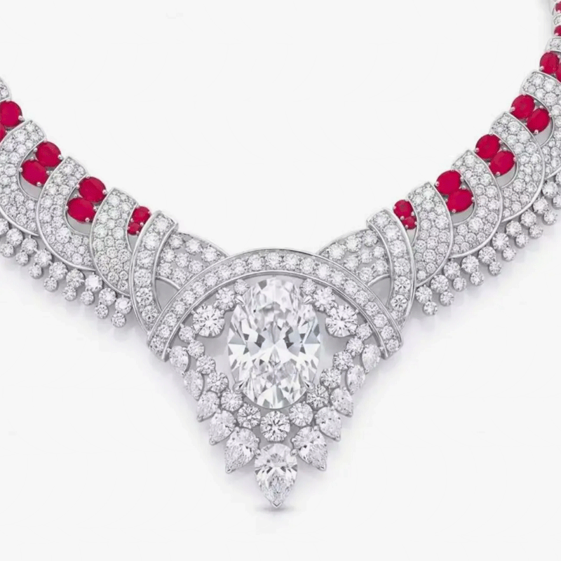 Original Design - Ruby & White Sapphire Necklace