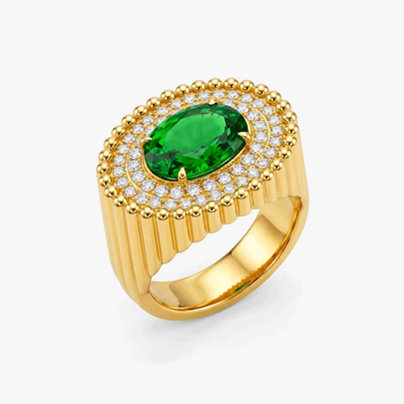 Original Design - 3ct Oval Cut Emerald Sapphire Engagement Ring