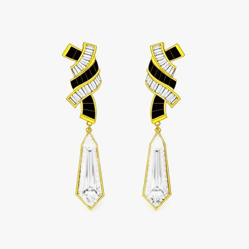 Original Design - Art Deco Dangle Earrings (2 Color Options)
