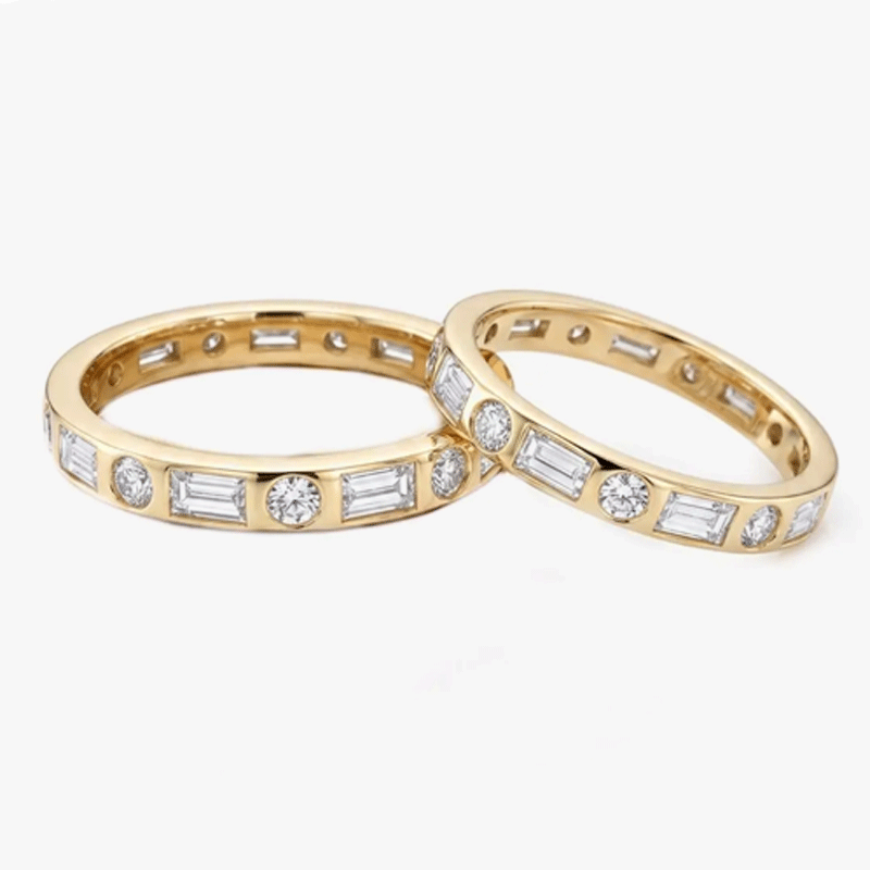 Original Design - Baguette Cut & Round cut Moissanite Wedding Band