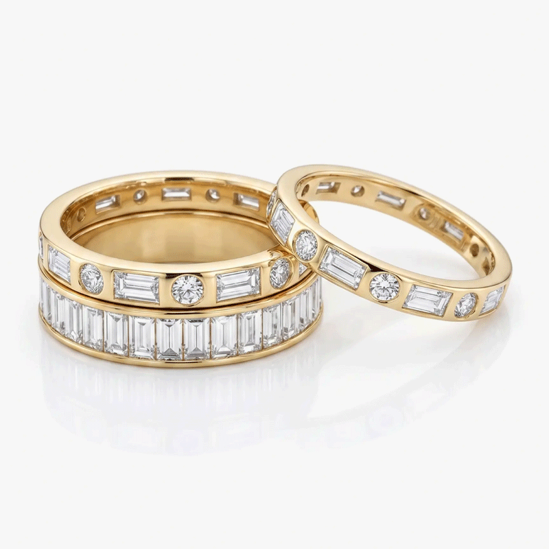 Original Design - Baguette Cut & Round cut Moissanite Wedding Band