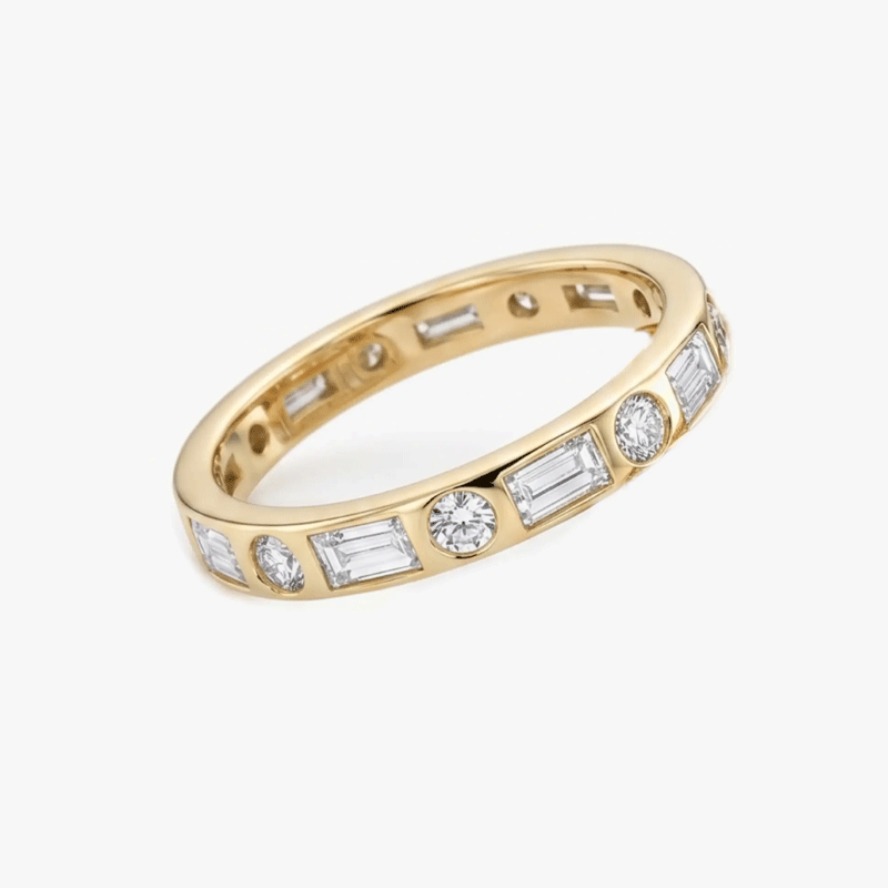 Original Design - Baguette Cut & Round cut Moissanite Wedding Band