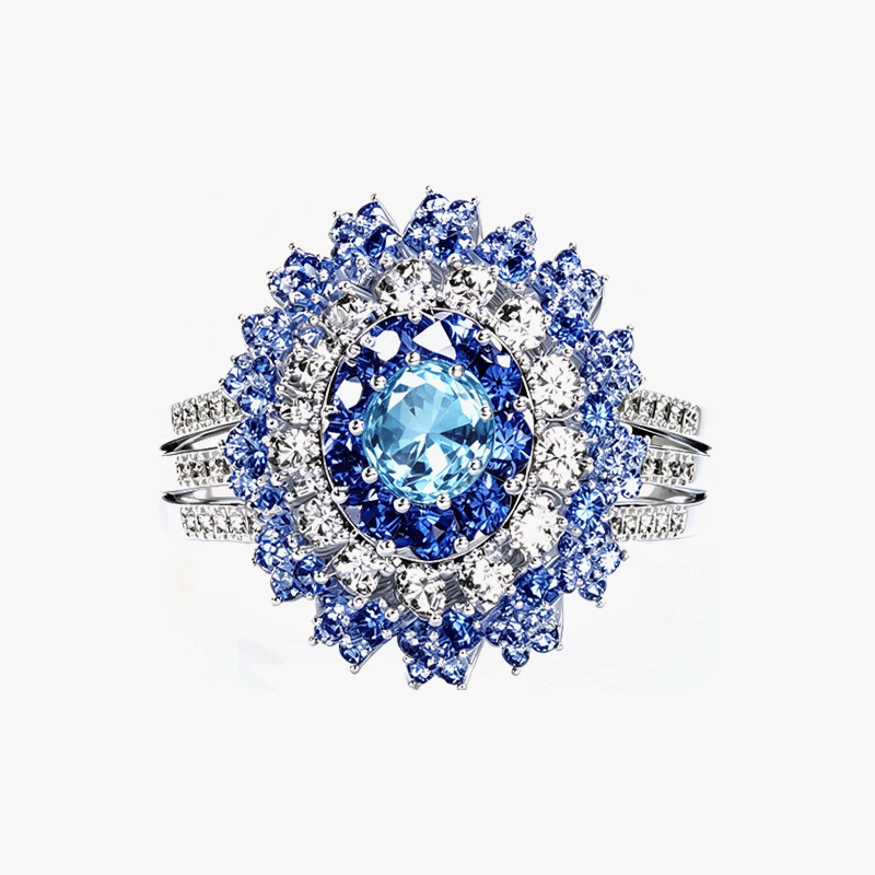 4.25ct Round Cut Blue Sapphire Cocktail Ring