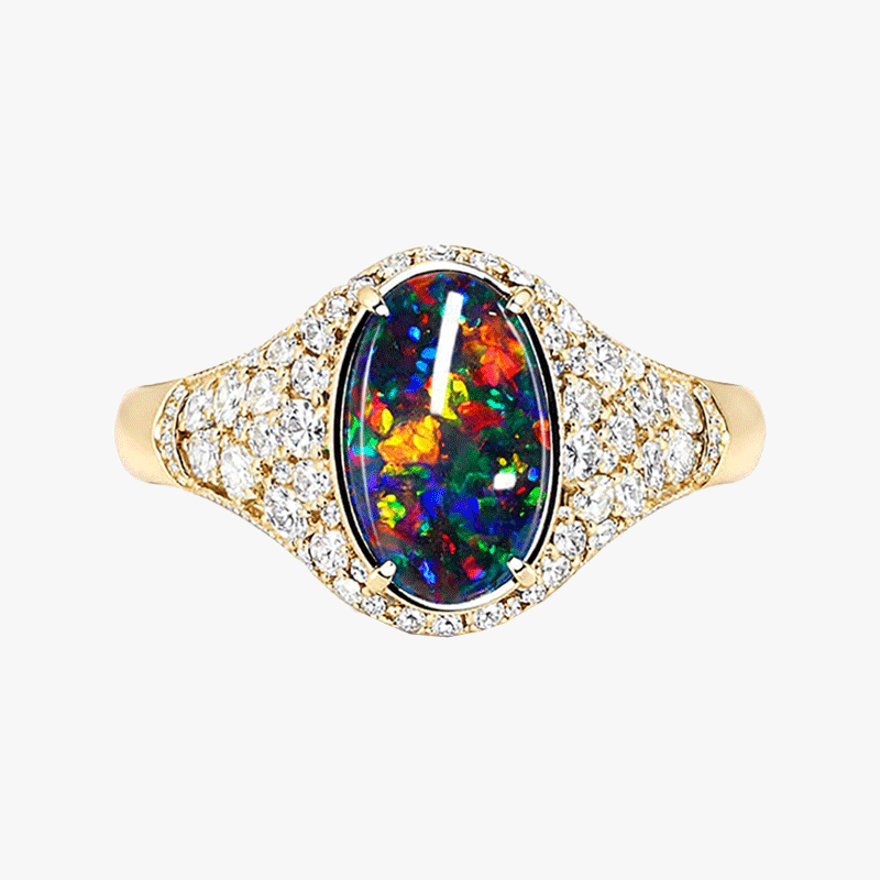 6.75ct Oval Cut Black Opal Sapphire Cocktail Ring
