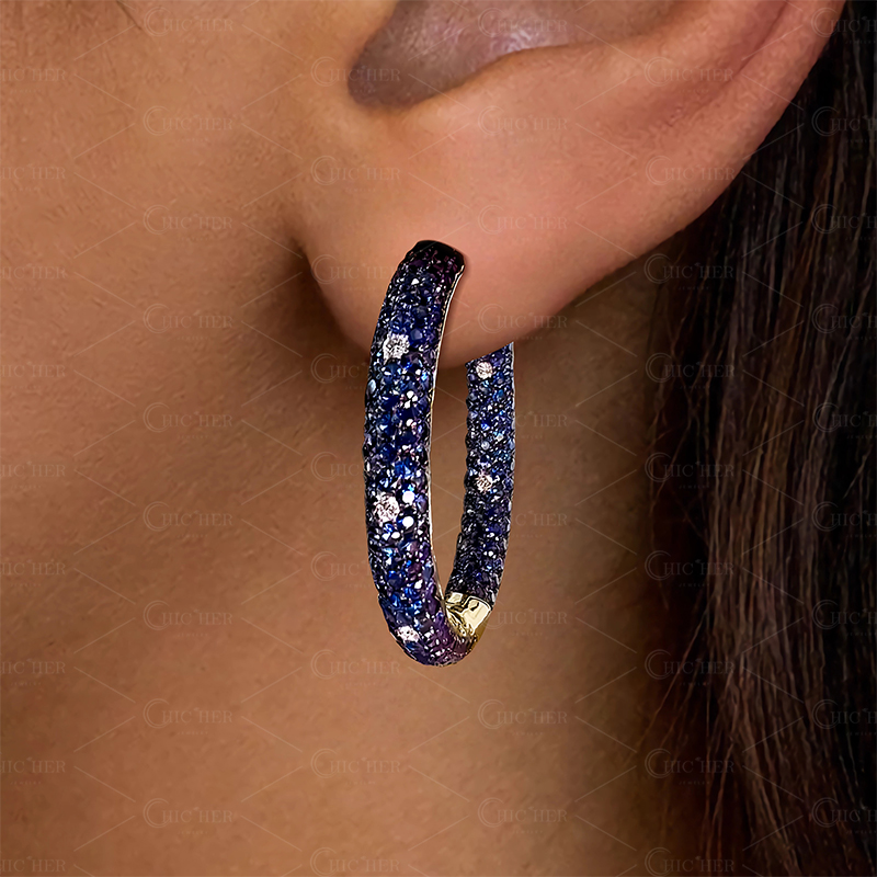 Round Cut Blue Sapphire Earrings