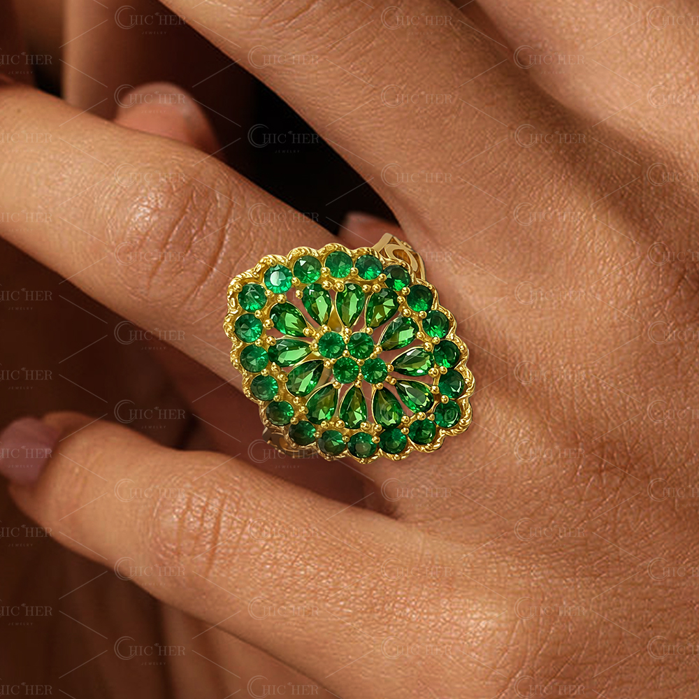 7.25ct Pear Cut Green Sapphire Ring