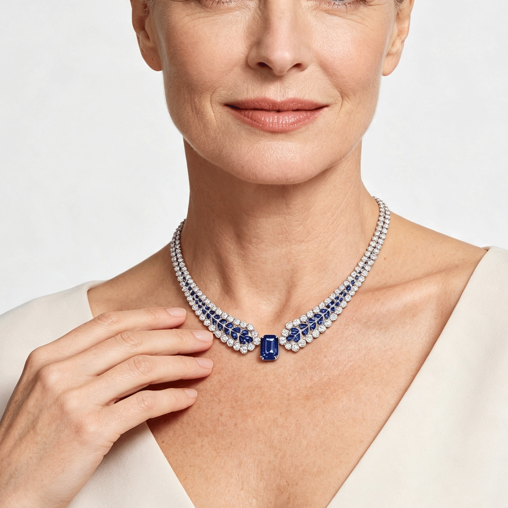 Luxury Sapphire Choker Necklace For Women