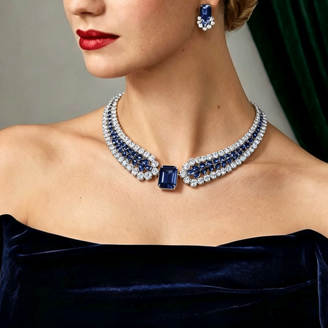 Luxury Sapphire Choker Necklace For Women