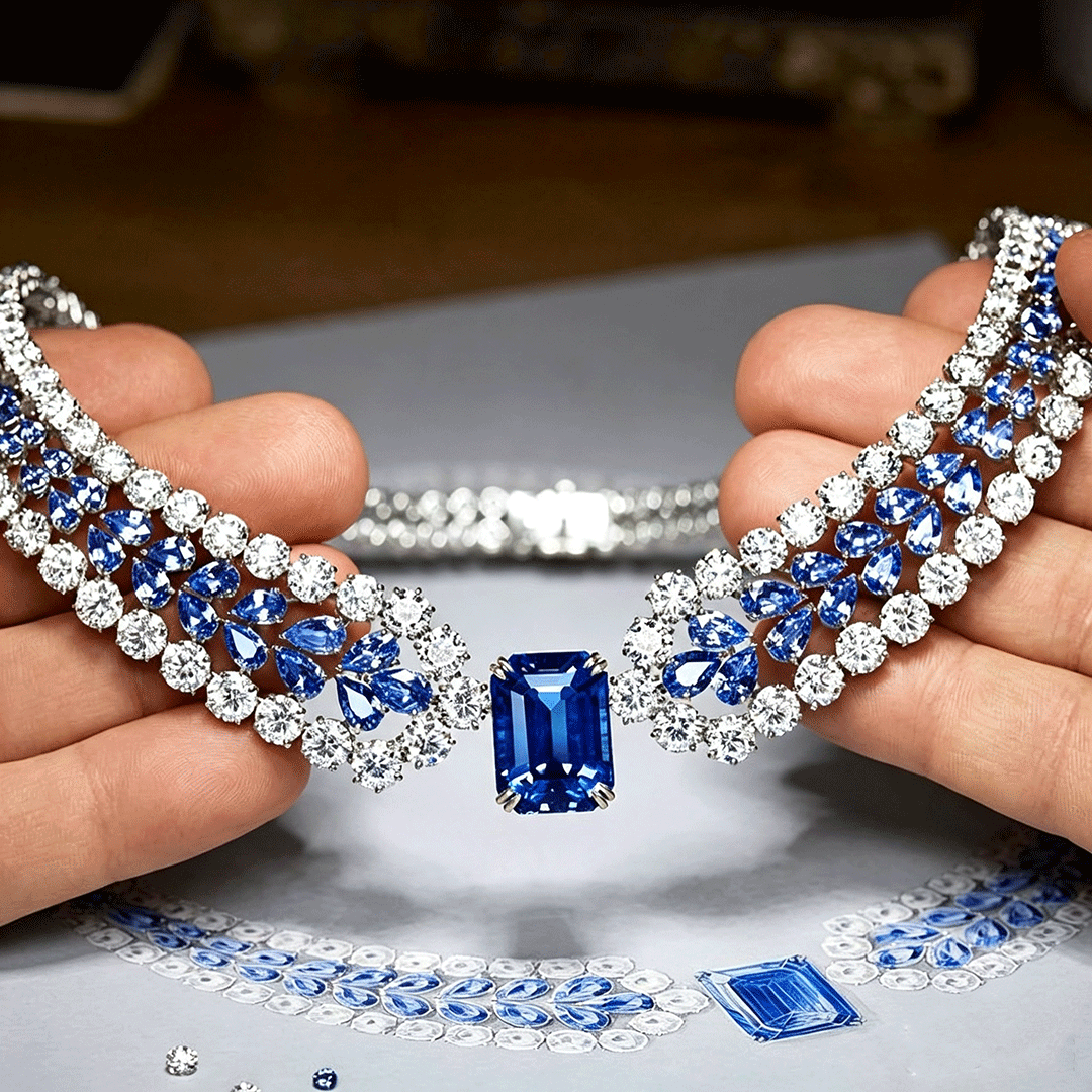 Luxury Sapphire Choker Necklace For Women
