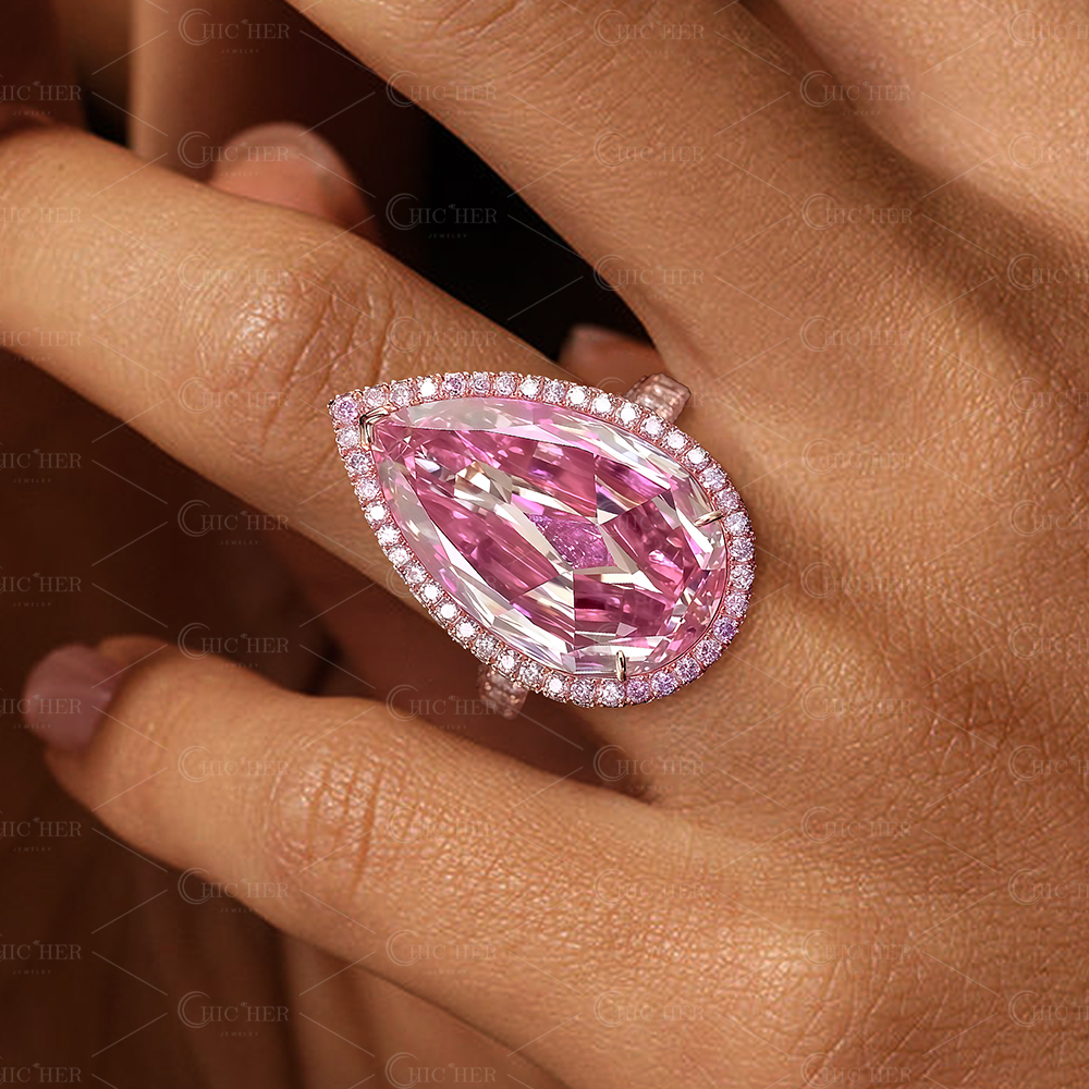 7ct Pear Cut Pink Sapphire Engagement Ring