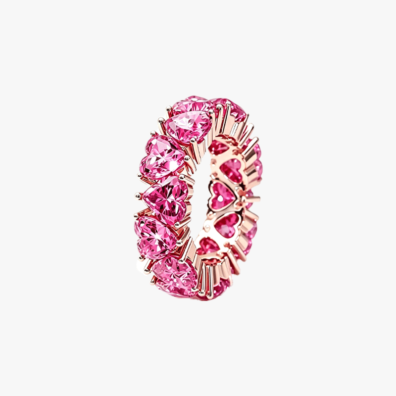 4.25ct Heart Cut Pink Sapphire Eternity Ring