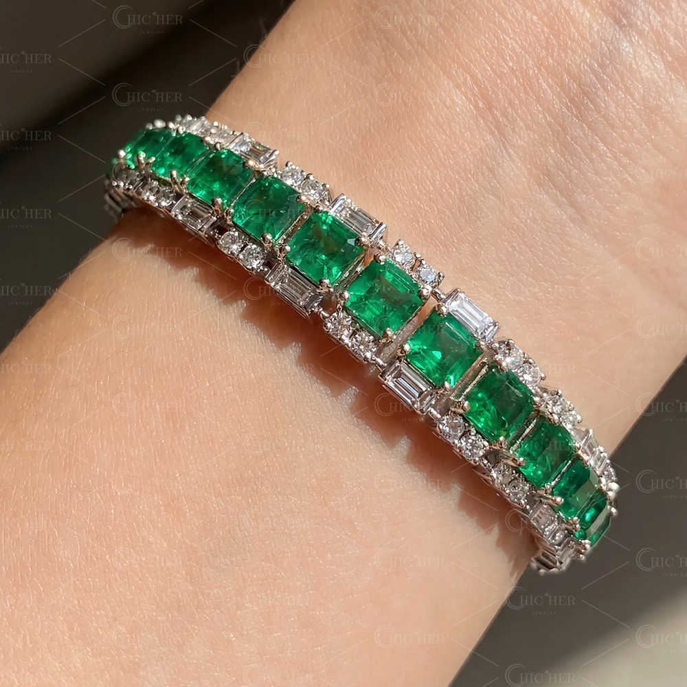 Emerald Cut Emerald Sapphire Bracelet