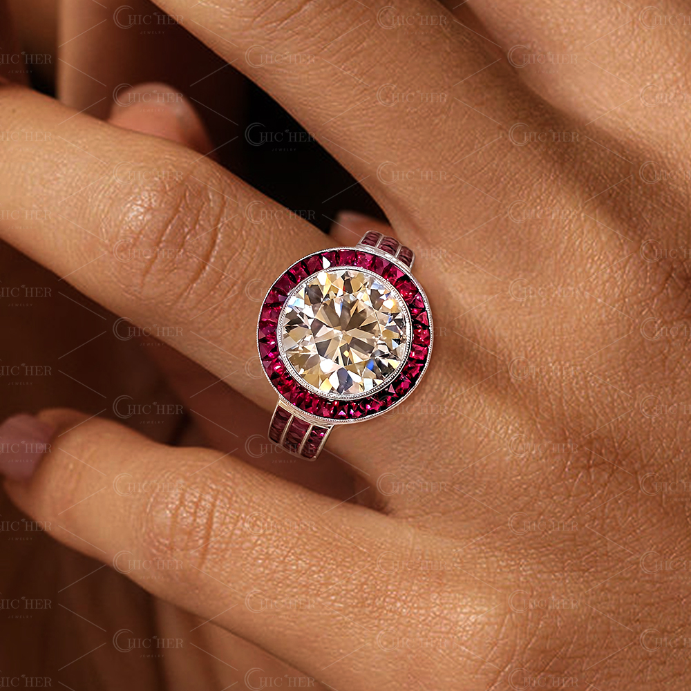 2ct Round Cut Ruby Sapphire Engagement Ring