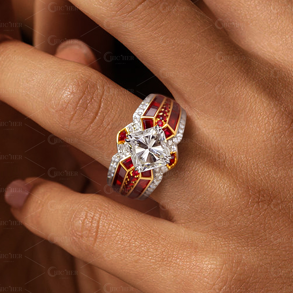 5ct Princess Cut White Sapphire Engagement Ring