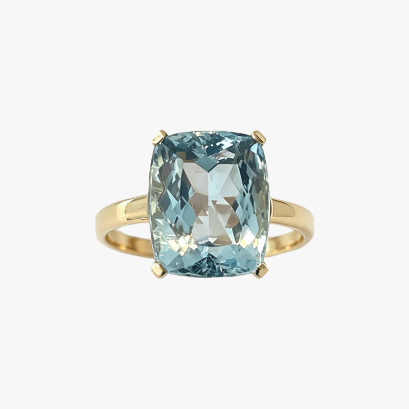 7ct Cushion Cut Aquamarine Sapphire Engagement Ring
