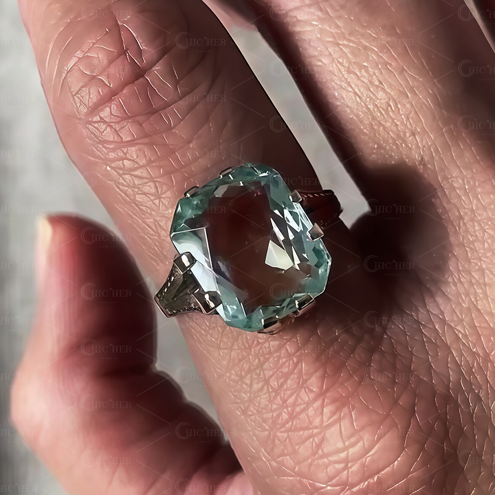 5.15ct Art Deco Design Aquamarine Ring