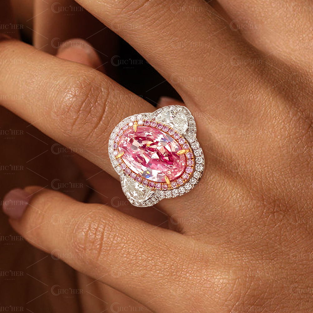 6ct Oval Cut Pink Sapphire Engagement Ring