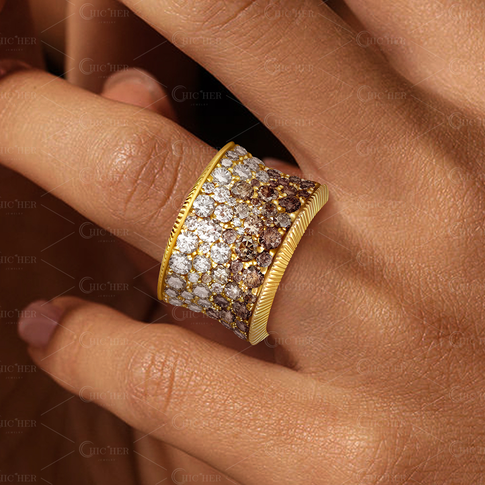 10.25ct Round Cut White&Coffee Sapphire Eternity Ring