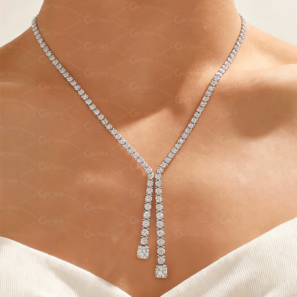 Cushion Cut Lariat Necklace