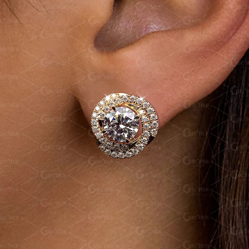 Bow-knot Design White Sapphire Stud Earrings