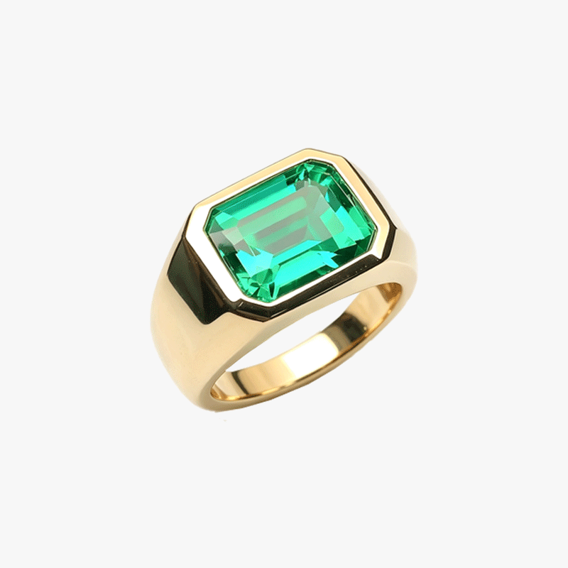 5ct Emerald Cut Emerald Sapphire Men's Engagement Ring