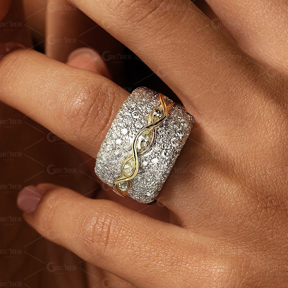 7.65ct Micro-pave Setting Round Cut White Sapphire Ring