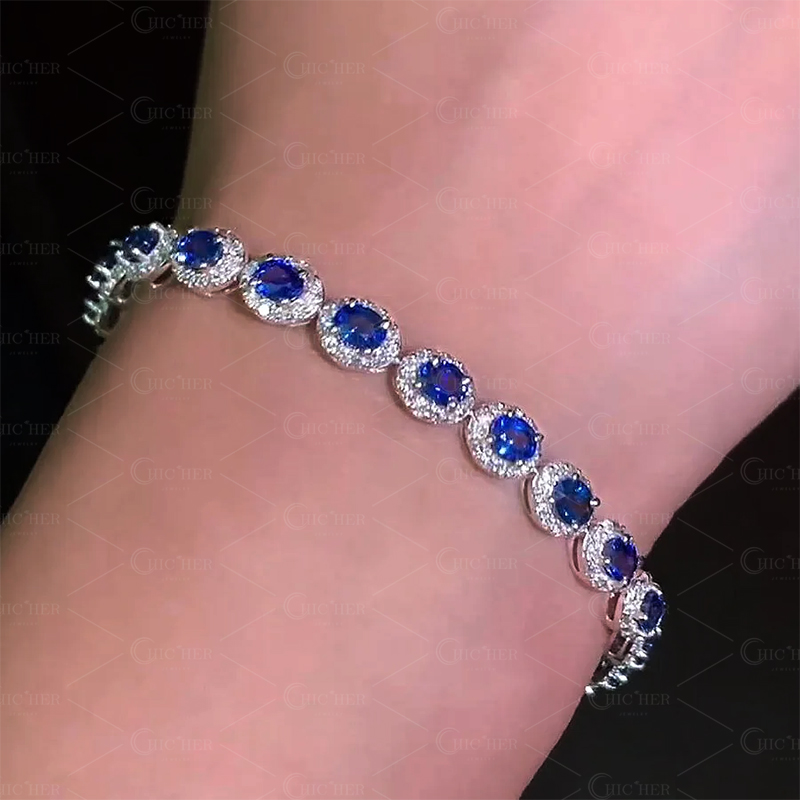 Oval Cut Blue Sapphire Bracelet