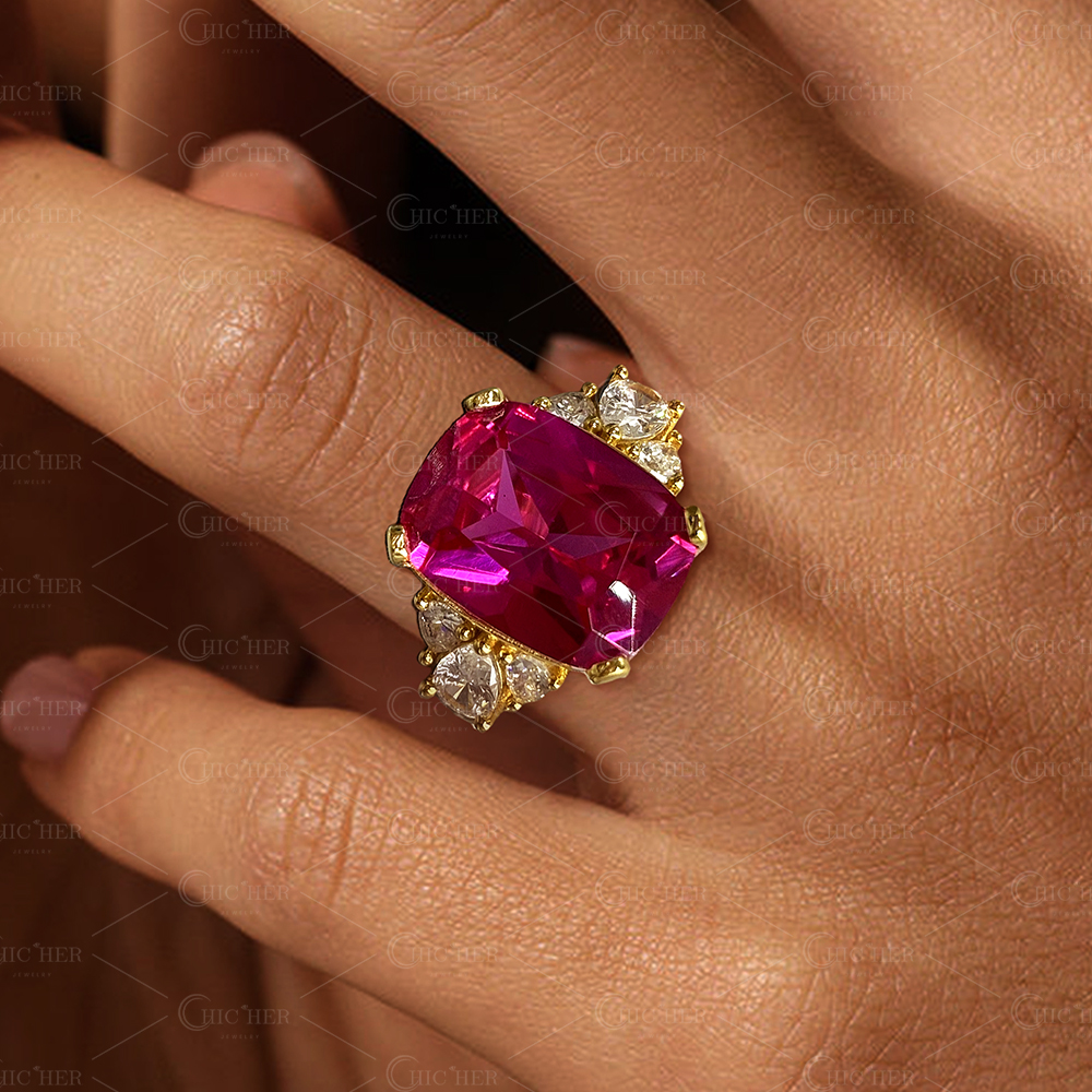 7ct Cushion Cut Pink Sapphire Engagement Ring
