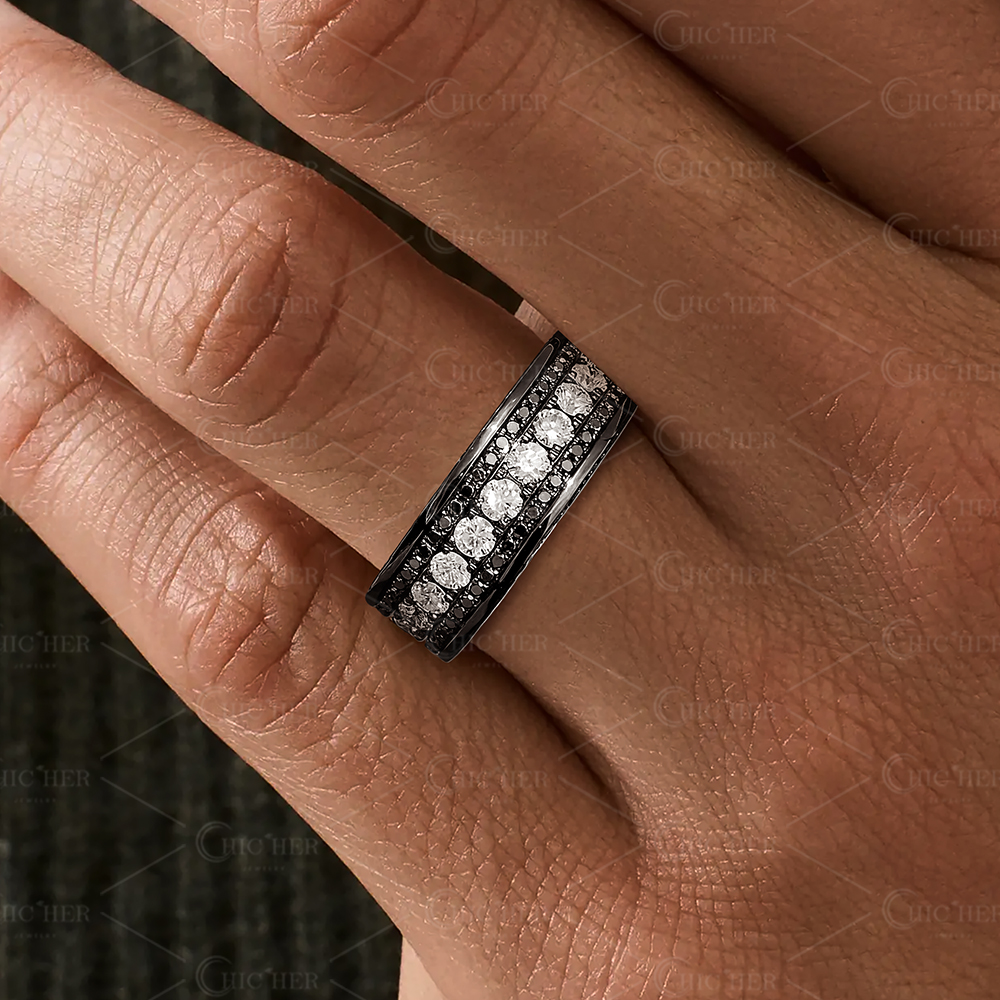 6.75ct Round Cut White Sapphire Men's Eternity Ring