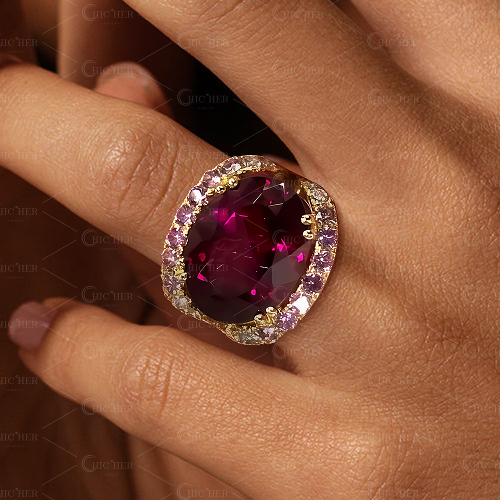 5ct East-west Design Halo Oval Cut Ruby Sapphire Ring