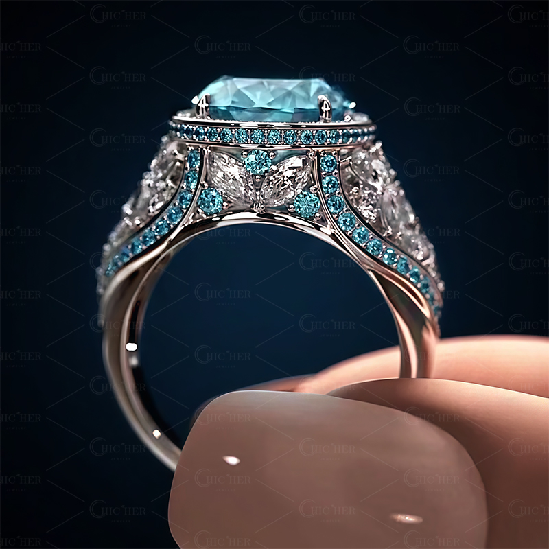 4ct Oval Cut Aquamarine Sapphire Engagement Ring