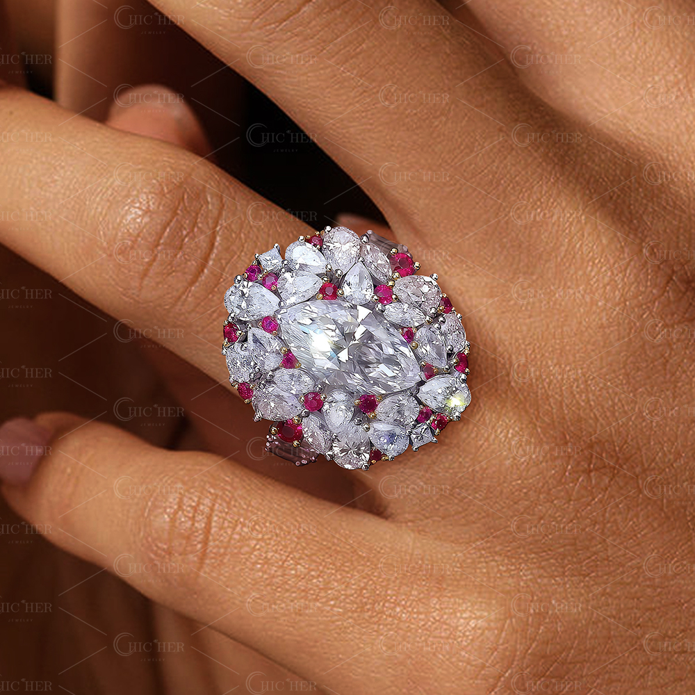 2ct Multi-cut Two-tone Sapphire Cocktail Ring