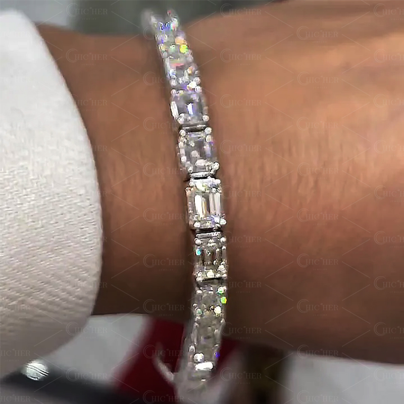 Emerald Cut White Sapphire Bracelet