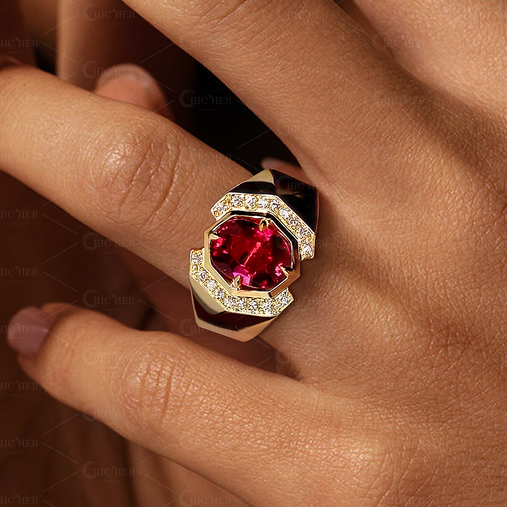 3ct Oval Cut Garnet Sapphire Ring In Gold Plating