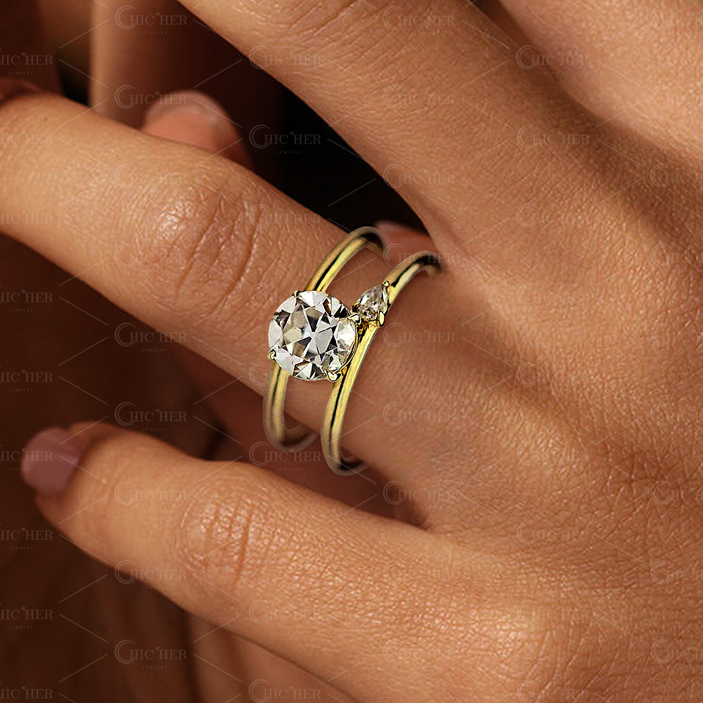 2ct Vintage Old European Cut White Sapphire Ring