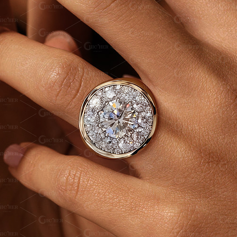 3ct Round Cut White Sapphire Engagement Ring