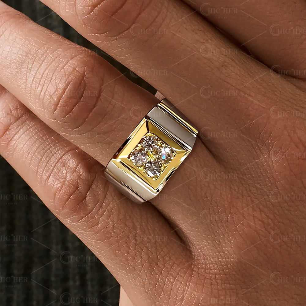 2ct Round Cut White Sapphire Men's Eternity Ring