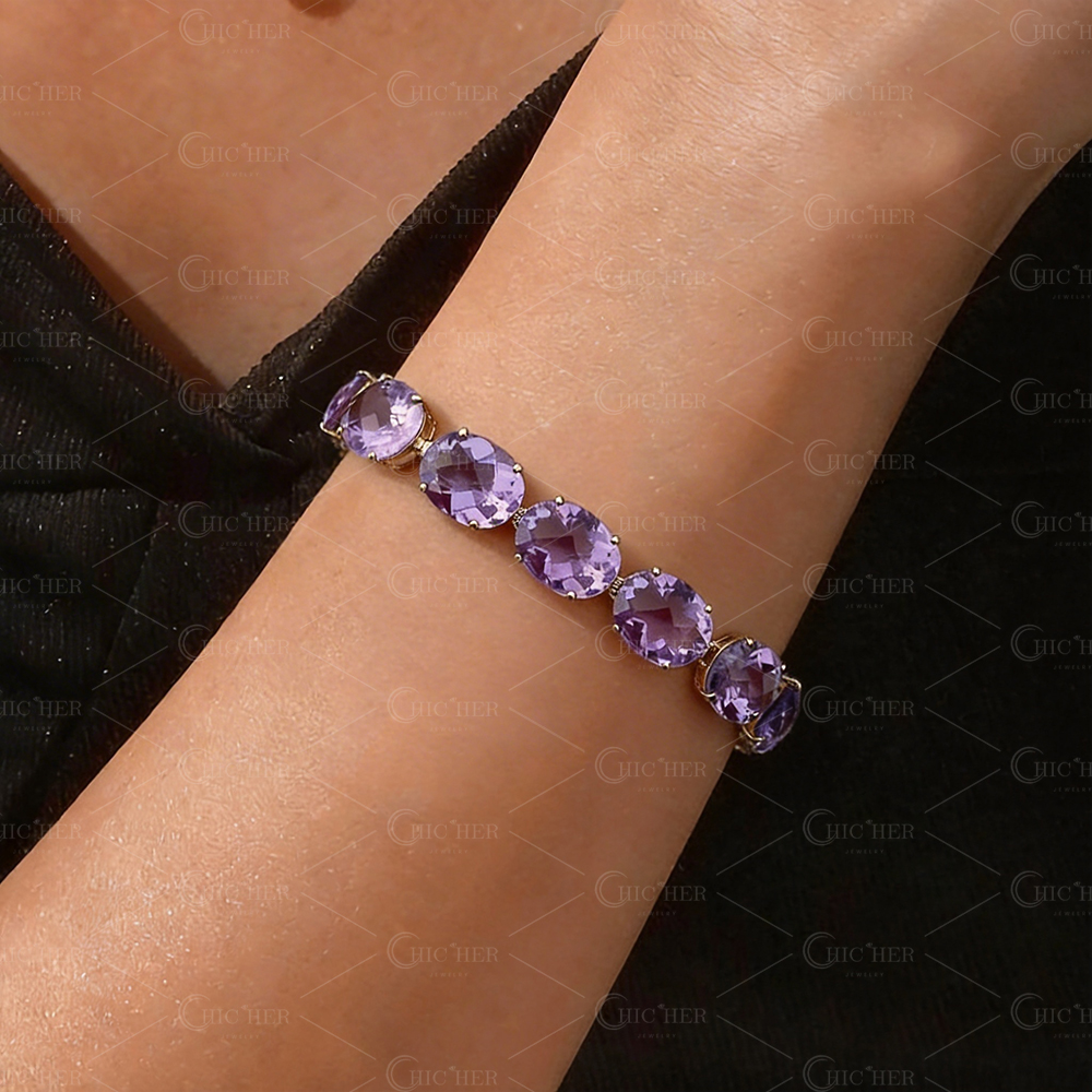 Oval Cut Amethyst Sapphire Bracelet