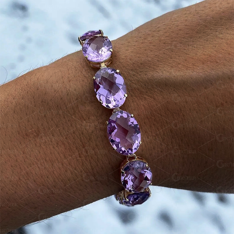 Oval Cut Amethyst Sapphire Bracelet