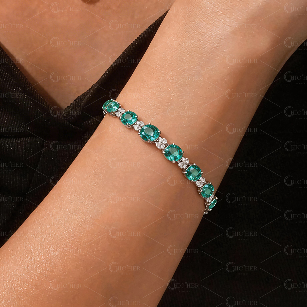 Round&Pear Cut Aquamarine Sapphire Bracelet