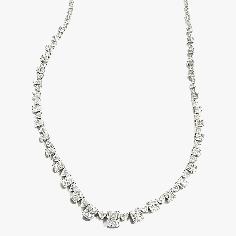 Radiant&Heart Cut White Sapphire Choker Necklace