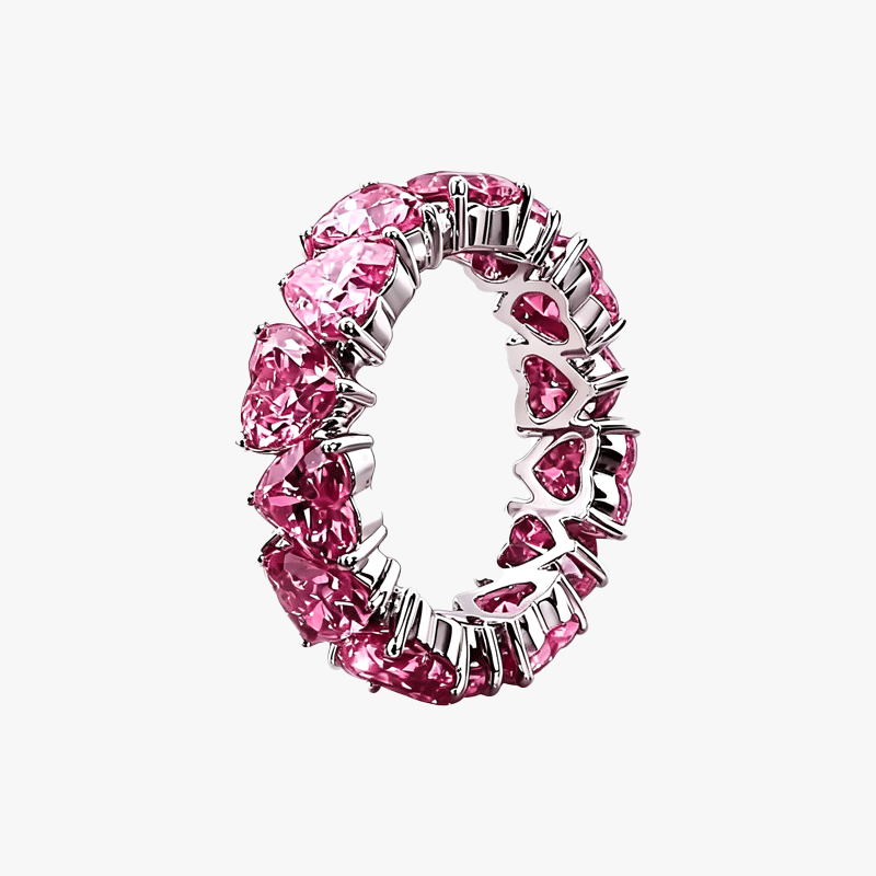 5.75ct Love Heart Cut Ruby Sapphire Eternity Band