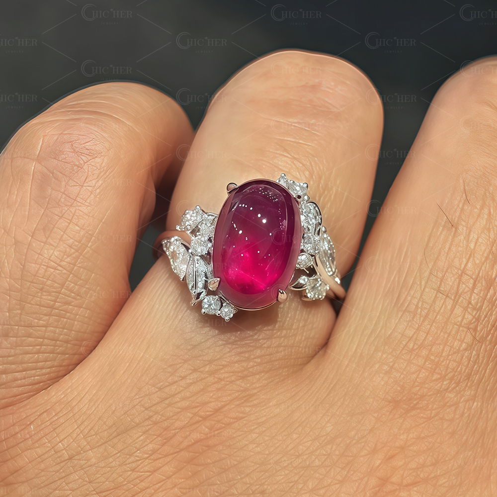 5.6ct Oval Cut Ruby Sapphire Engagement Ring